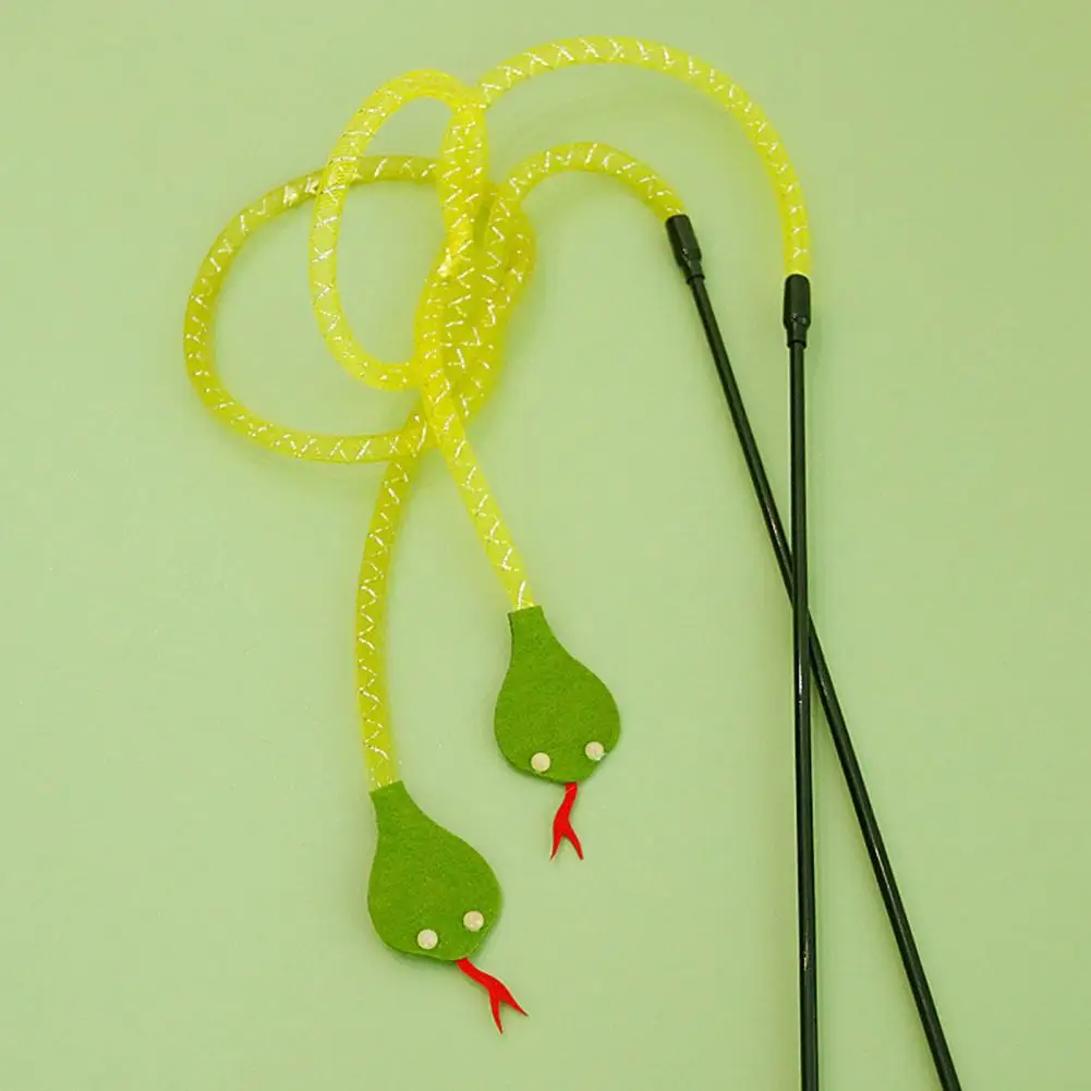 Interactive Teasing Stick with Bell Sound Realistic Snake Design Bite Resistant Relieves Boredom Attractive Cat Toy