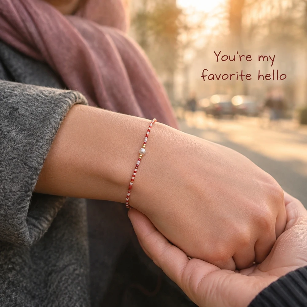 1pc Bohemian Adjustable Red Cord Bracelet with Multicolor Glass Seed Beads Round Bead Strand Stainless Steel Details Unisex