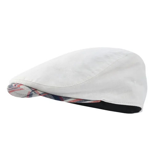 Imagen 2 del producto JGNGOUL Sombrero plano de lino 100% para hombre, hera, Gatsby, vendedor de periódicos, gorra escalar para conducir en verano, informal fino al aire libre