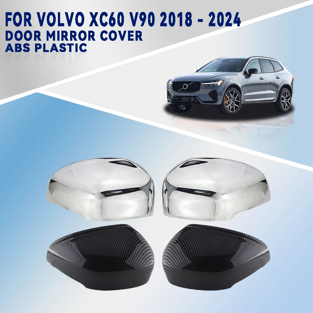 

Abs Plastic Silver Carbon Fiber Car Door Mirror Cover For Volvo XC60 V90 2018 - 2024 Car Accessories External Decorate
