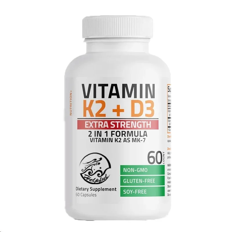 Vitamin K2 (MK7) Contains D3,a Powerful Supplement for Bone Health. Non GMO Formula 10000 IU,120 Micrograms of MK-7, 60 Capsules