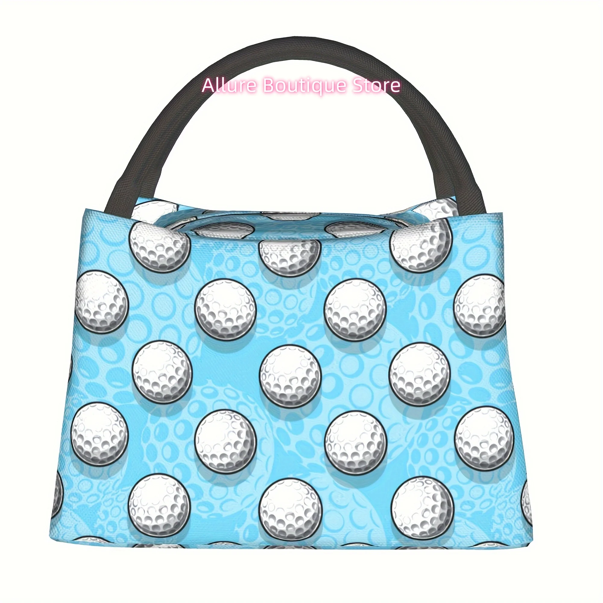 1pc Golf Ball Pattern, Portable Reusable Cooler Bag, Insulated Lunch Bag for Camping Picnic Beach, Suitable for Home,