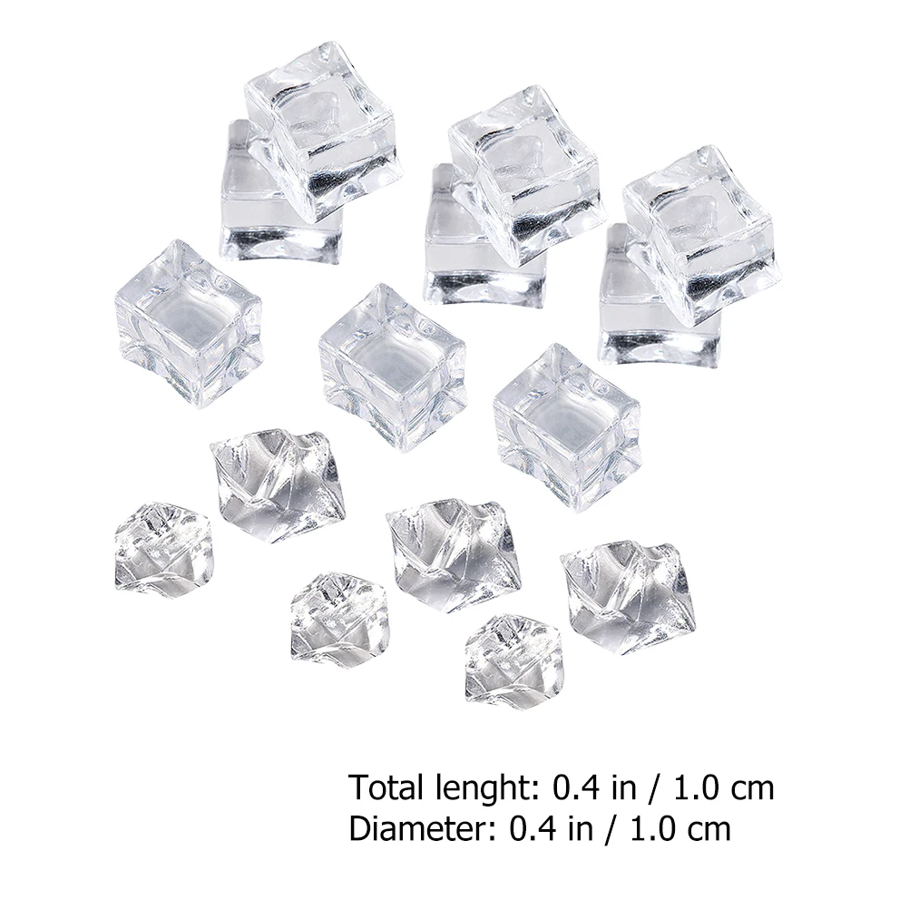 

200Pcs Simulation Ice Cubes Reusable Clear Artificial Ice Blocks for Home Decoration Photo Shoots Bar Counter Display Props