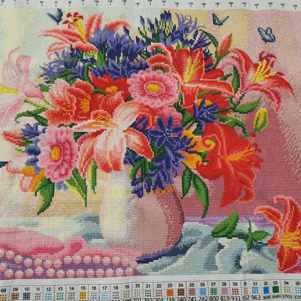 [Handmade cross stitch finished product] perfume lily cross stitch finished product size: 51 * 70 restaurant study flower