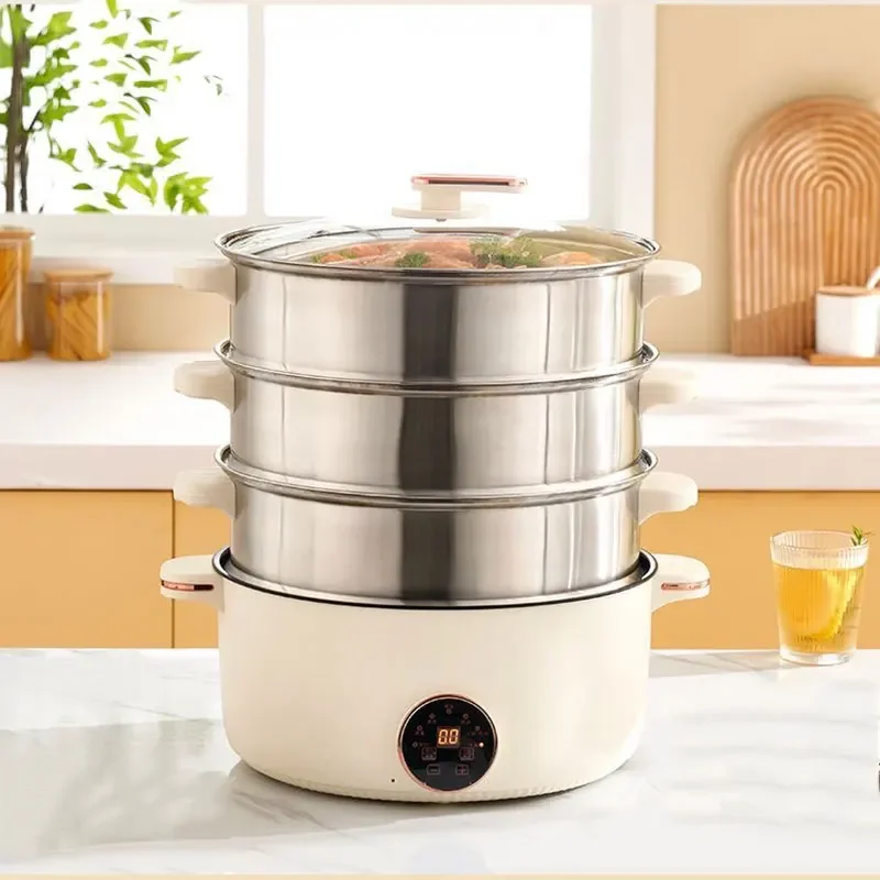 Multi-layer All-in-One Electric Steamer Hot Pot, Large Capacity Multi Cooker for Steam, Porridge, Soup & Hot Pot