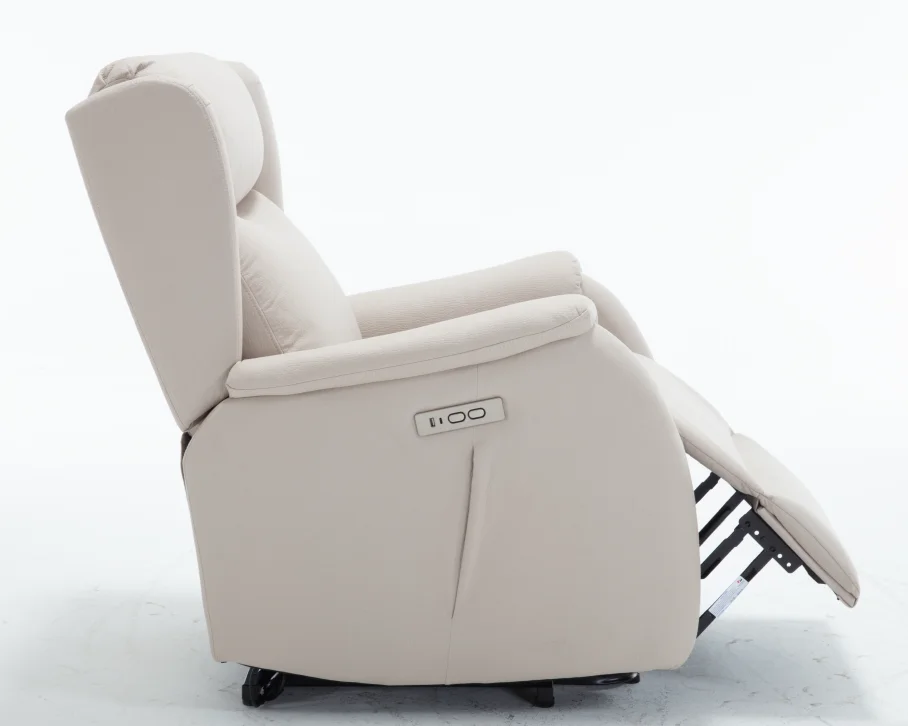 أريكة استلقاء مريحة باللون البيج لكرسي المسنين، أريكة قراءة منجدة قابلة للتعديل، أريكة واحدة لغرفة المعيشة وغرفة النوم #5