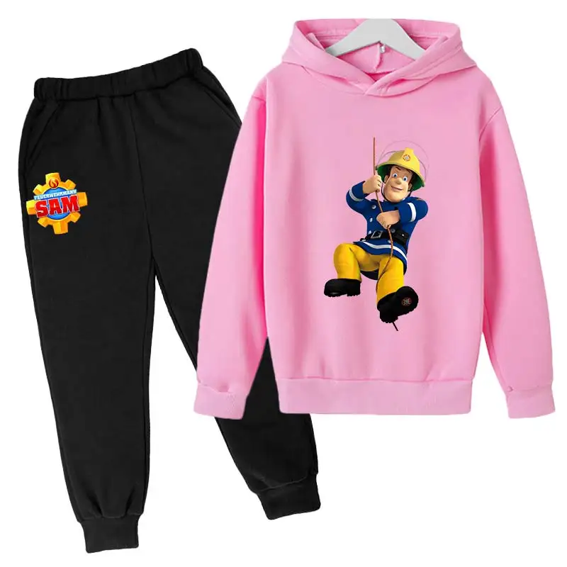 Children\'s Clothing Fireman Sam Hoodie Set Anime Printing Casual Spring Autumn Sportswear Child For Boys Girls Toddler Aged 3-12