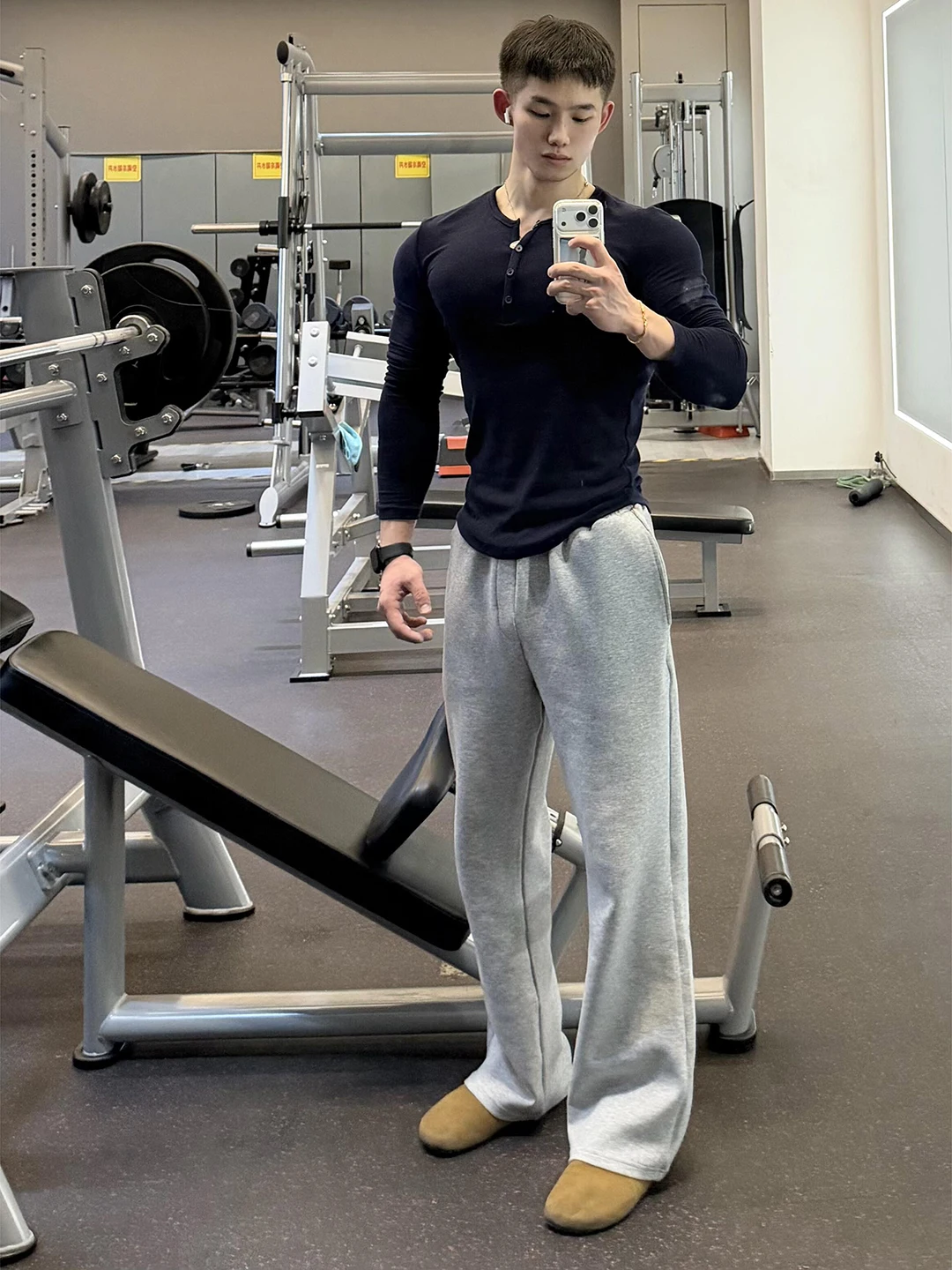 

k ey Fce Lined Thiened Casual Sports Pants Men's Autumn Winter Straight Leg Knife Long Trousers Youth Faion