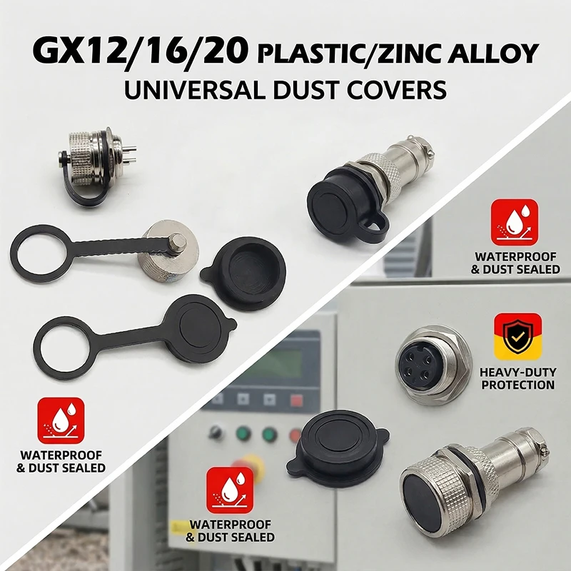 10Pcs Waterproof Dust Cap Set for GX12/GX16/GX20 –Metal Shell + Rubber Seal Protective Sleeve for Aviation Plug & Industrial Use