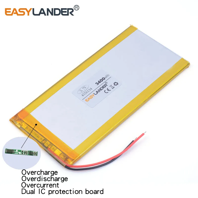 4556134   3.7v 3400mAh แบตเตอรี่ลิเธียม Li-ion Li Polymer แบบชาร์จไฟได้