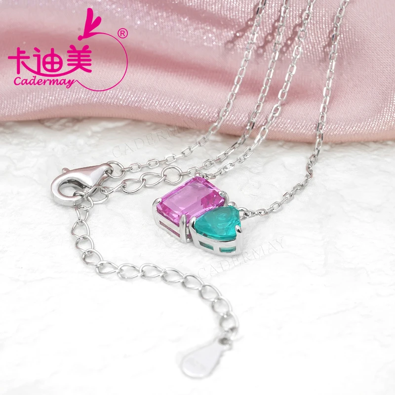 Moissanite Lab Grown Ruby Rose Pink 925 Sterling Silver Plated White Yellow Gold Necklace For Women Jewelry Wedding Anniversary - Image 4