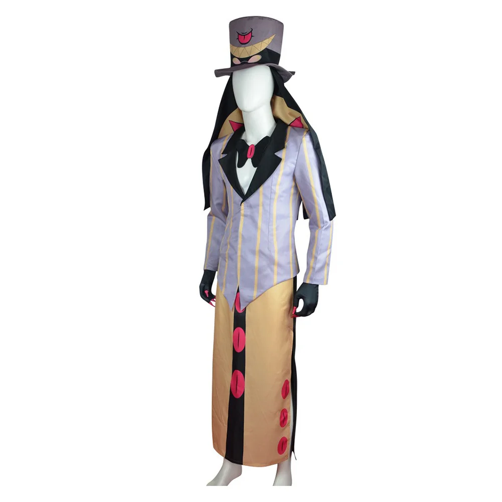 Fantasia de Cosplay Anime para Adulto, Hotel Fantasia, Uniforme Masculino, Casaco, Calças, Chapéu, Luvas, Roupas de Halloween, Fato de Festa Carnaval