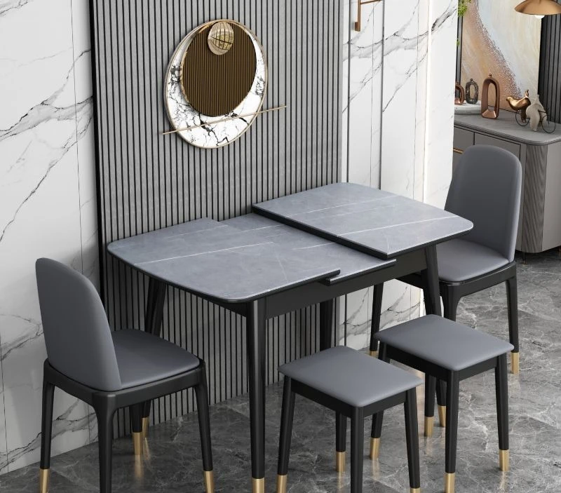 ネットセレブ風ライトラグジュアリーロックスラブダイニングテーブル小型家庭用リビング伸縮式多機能