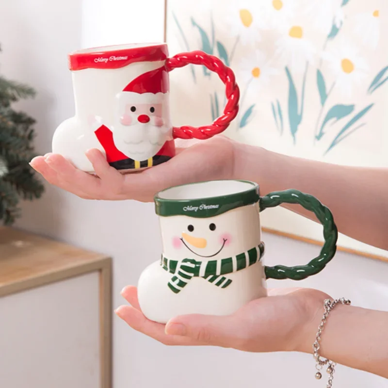 

360ML Christmas Socks Modeling Mug Creative Cute Ceramic Cups Santa Claus Snowman Coffee Cup Home Living Room Decor Xmas Gifts