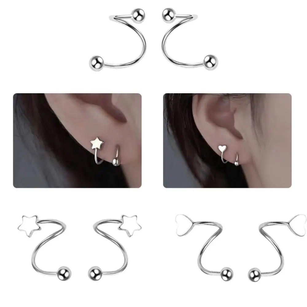 Heart-shaped Spiral Stud Earrings Exquisite Minimalist Design Earring Jewelry Star Elegant Jewelry Accessory