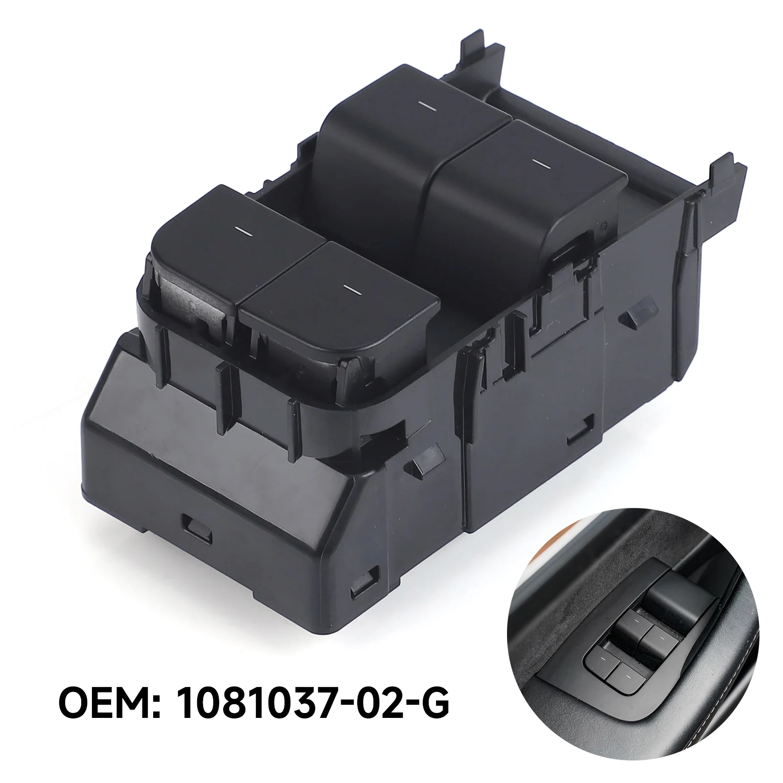 

Electric Front Power Window Switch For Tesla Model Y/3 2021-2023 Left 1081037-02-G Matte Black ABS+Metal OE 1081038-02-F