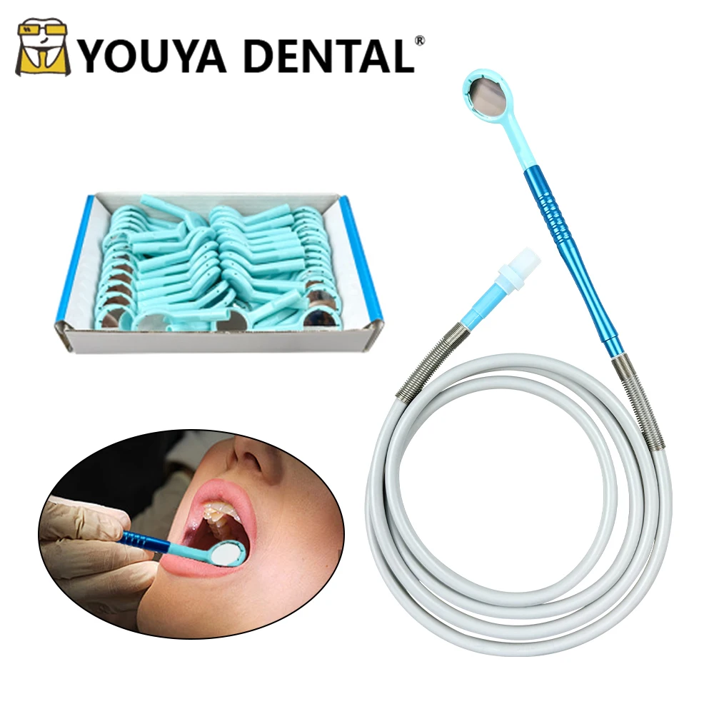 50pcs Disposable Dental Mouth Anti-fog Mirror + 1pc Converter Tube Dental Saliva Suction Tube Dentistry Materials