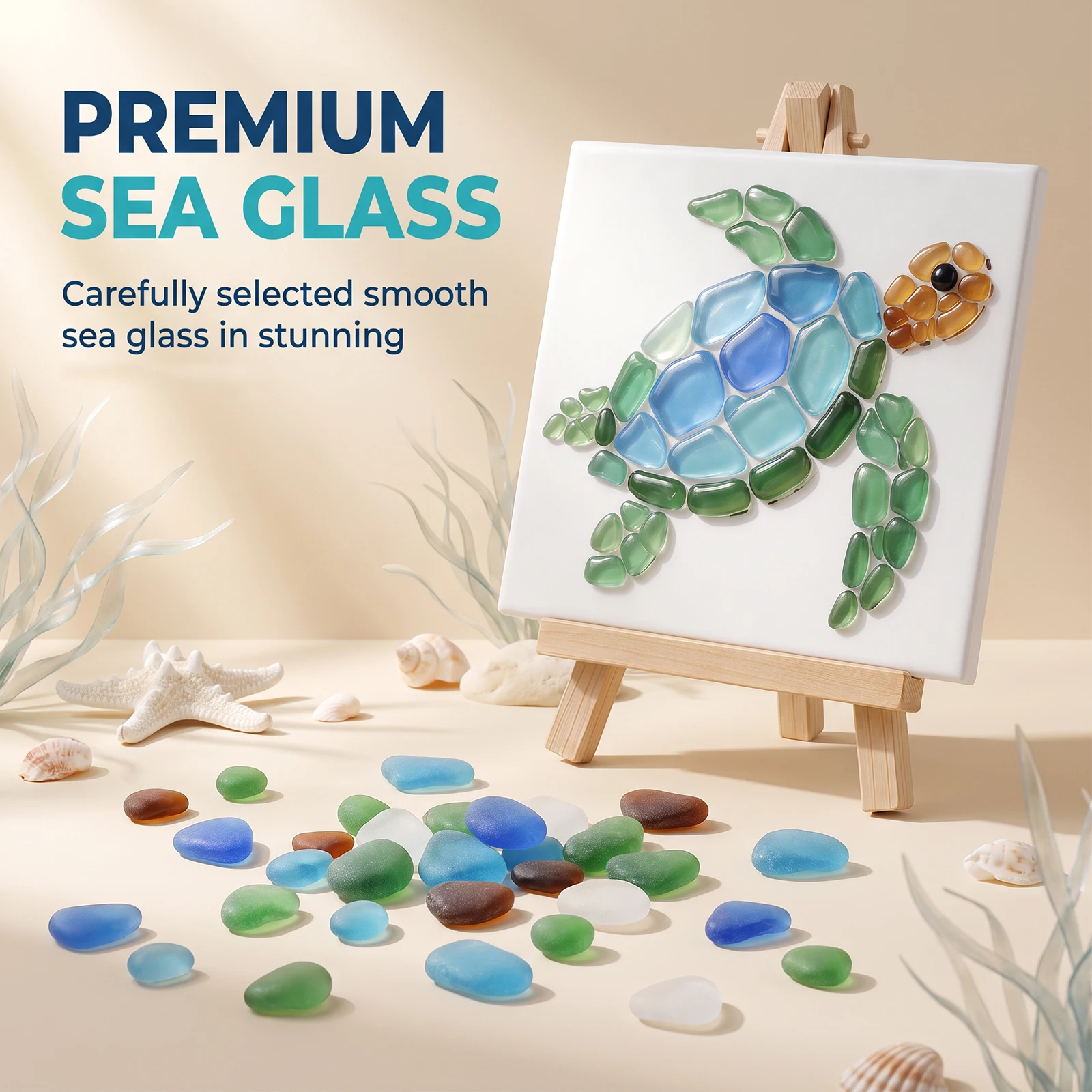 DIYシーグラスモザイクアートキット 美しいオーシャンガーデ - Art Craft Animals のレビューと価格