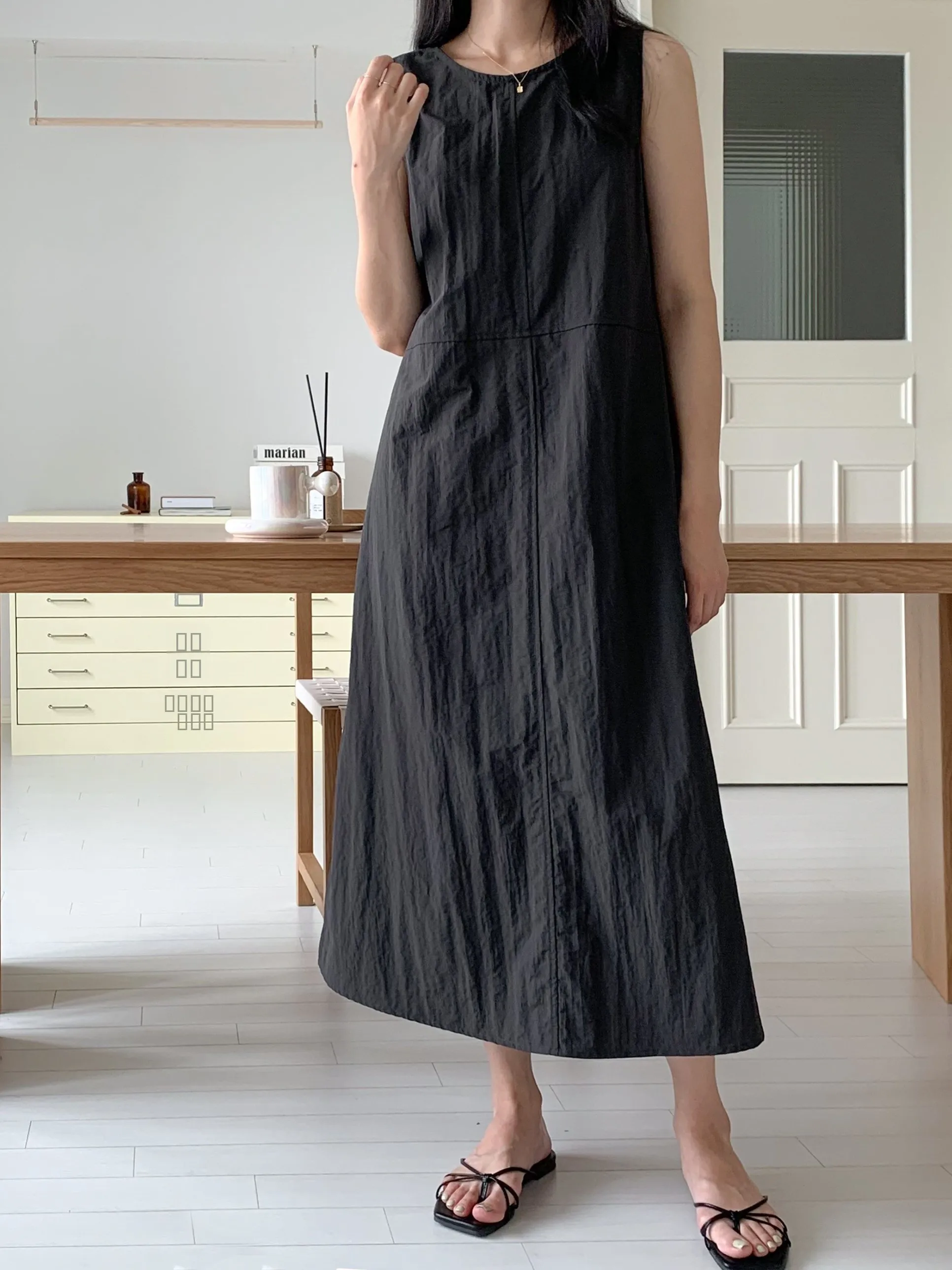 Coréen Sle été ample coton lin Svel gilet Dr femmes Ele Long Dr tenue décontracté pour l'école voyage Date