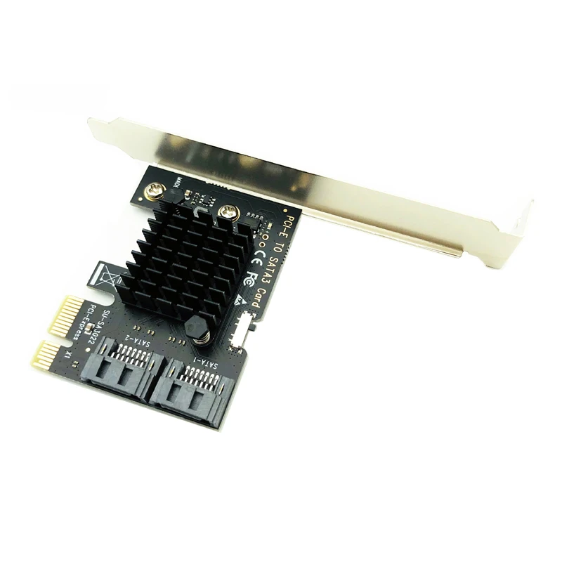 وحدة تحكم Pcie إلى Sata Sata Pcie PCI-E X1 2 منافذ SATA3.0 6Gbps مع مبدد حرارة كبير تبريد Sata Pci Express لـ SATA3 HDD SSD