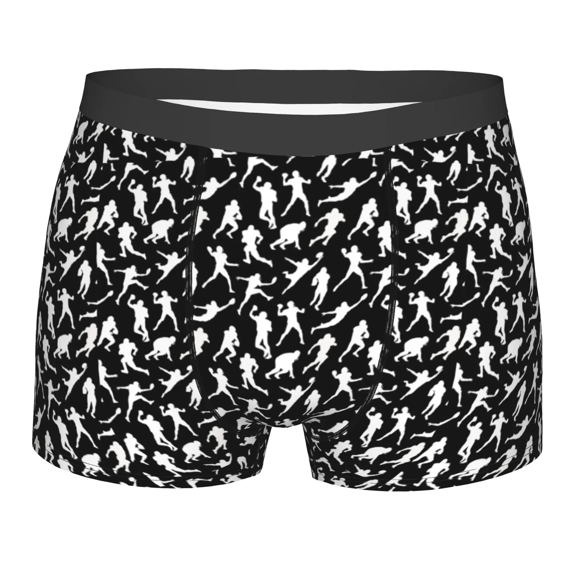 Custom Male Cool Football Players on Black Underwear Soccer Ball Lover Boxer Briefs Soft Shorts Panties Underpants
