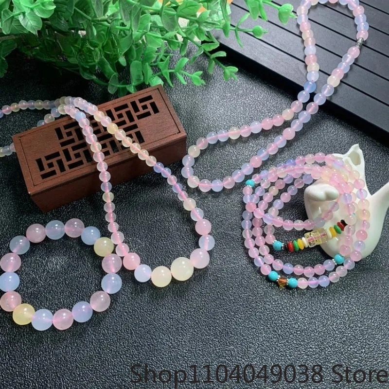 

Натуральный конфетный браслет из камня Моргана, круглые многокруглые бусины, модное женское нефритовое ожерелье, цепочка на ключицу, ювелирные изделия