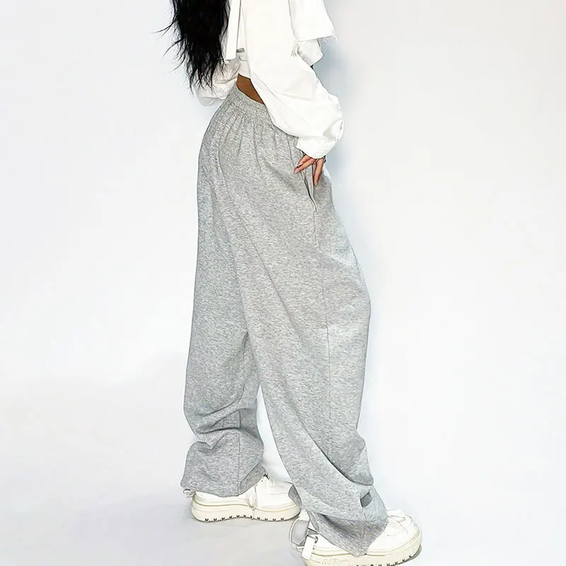 レディース原宿ワイドレッグスウェットパンツ 2025 春秋 無地 ファッション スポーツパンツ 女性 カジュアル オーバーサイズ ゆったりパンツ