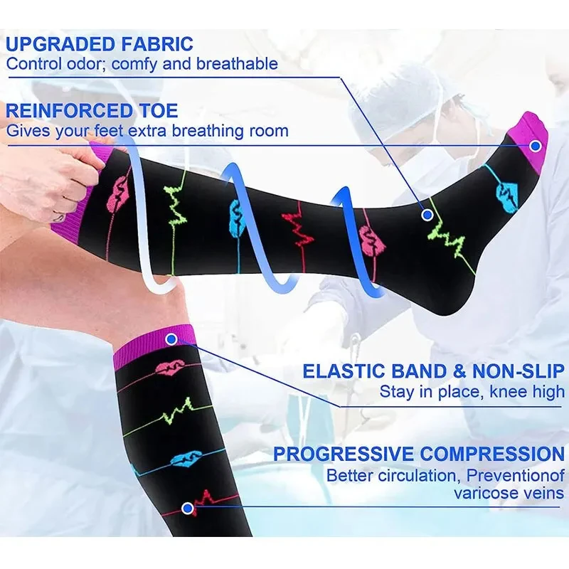 Compression Socks For Medical Pregnancy Elastic Promotion Of Blood Circulation Anti fatigue Nursing Socks For Men Running Hiking