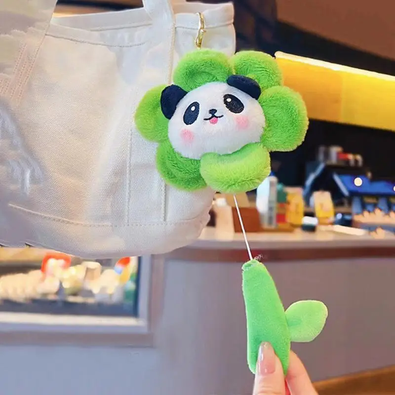 

Retractable Pull Cord Plush Keychain Cute Mini Panda Plush Doll Bag Pendants Hanging Telescopic Keychains Kids Couple Gifts