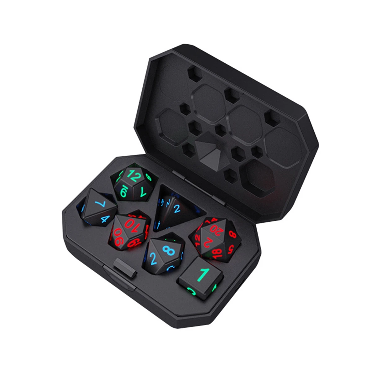 7Pcs Electronic Dice USB Rechargeable Luminous Dice Glow in the Dark DND Dices RPG Polyhedral Dice D4 D6 D8 D10 D12 D20