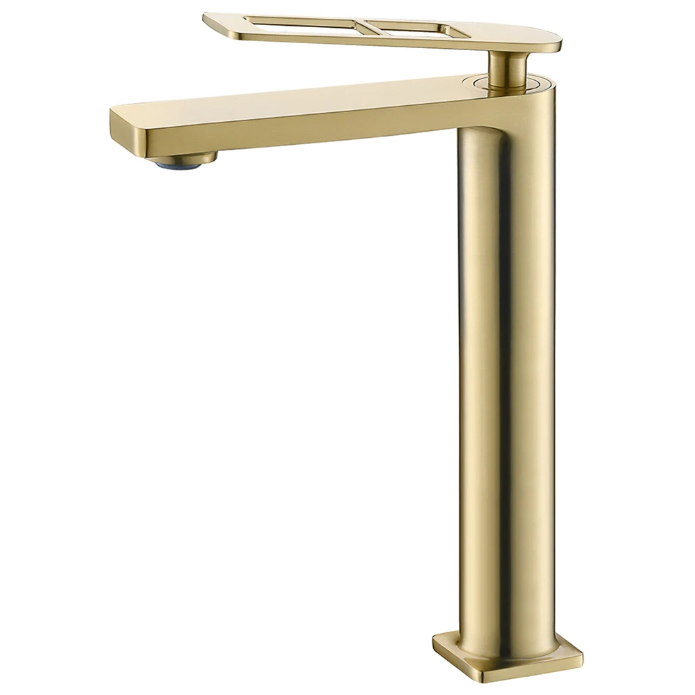 Luxury Thermostatic Basin Mixers Hot and Cold Water Solid Brass Deck Mounted Single Hole Brushed Gold Basin Faucet