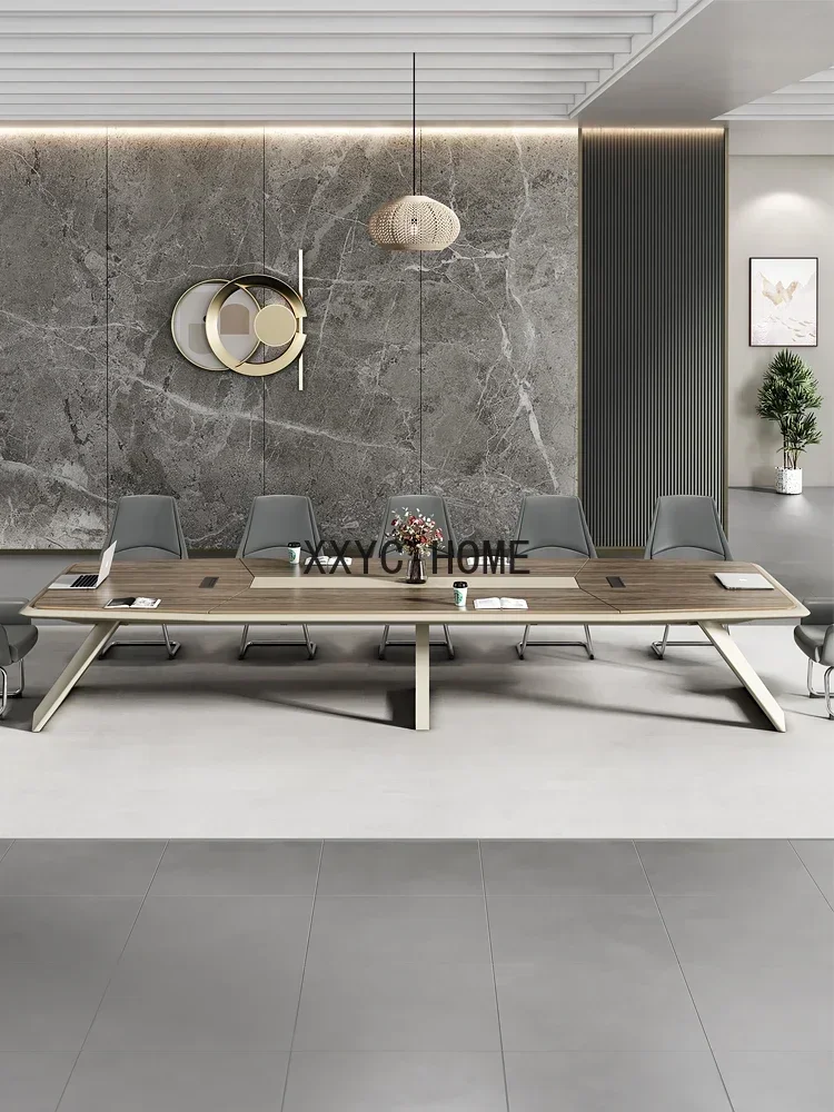 Office Desk Simple Modern Large Conference Room Table and Chair Combination Conference Table Paint Bar Table 20-Person