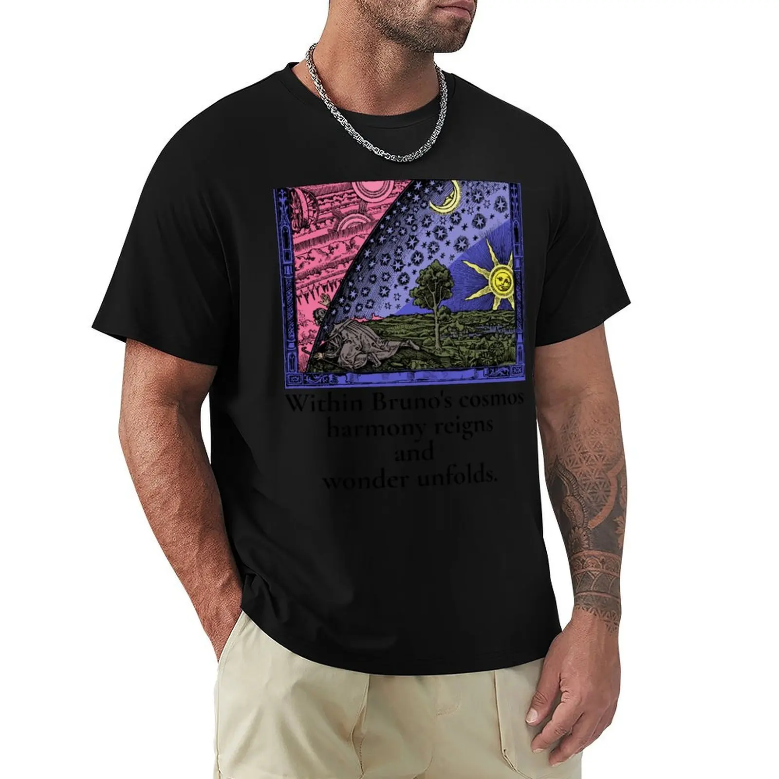 

Giordano Bruno Bruno's Universe T-Shirt Anime t-shirt summer shirt summer tops vintage cotton t shirt men
