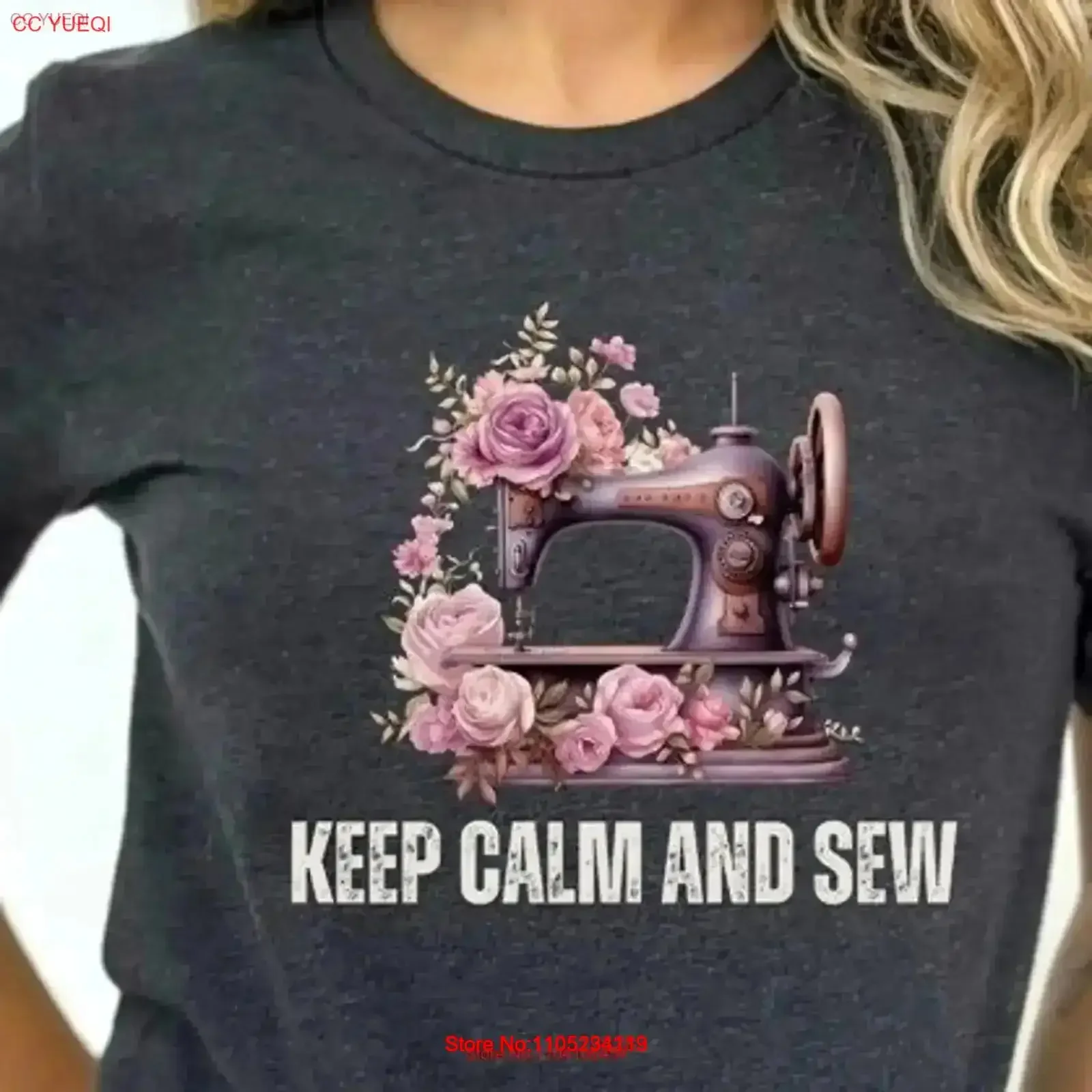 Flower Sewing Machine T Shirt Funny Sew Keep Calm And Sewciopath for Women Lover Quilter vintage Washed homme Casual Stretched
