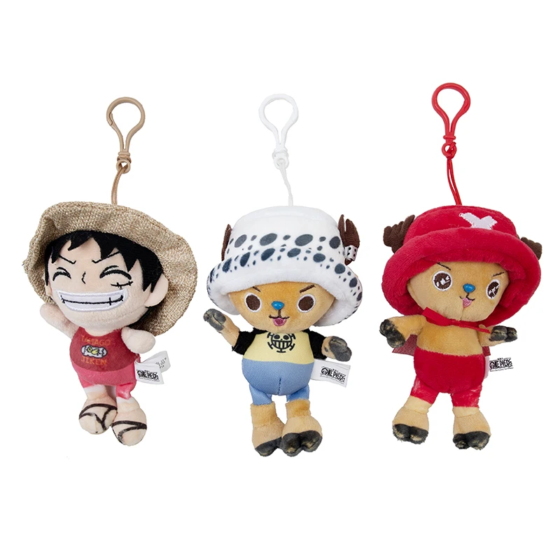 12CM One Piece Anime Figures Cosplay Plush keychain Toy Luffy Chopper Ace Law Sabo Cute Doll Cartoon Stuffed Pendants Kids Gifts