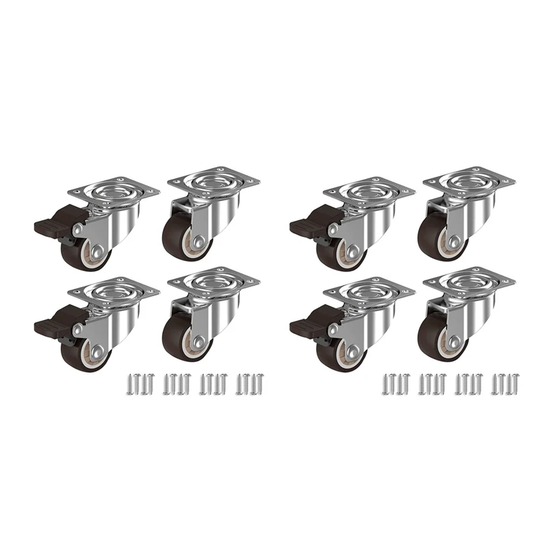 Set Of 8 Furniture Castors 25 Mm - Heavy Duty Castors Roller Trace-Free - Small Castors For Indoor And Outdoor Us