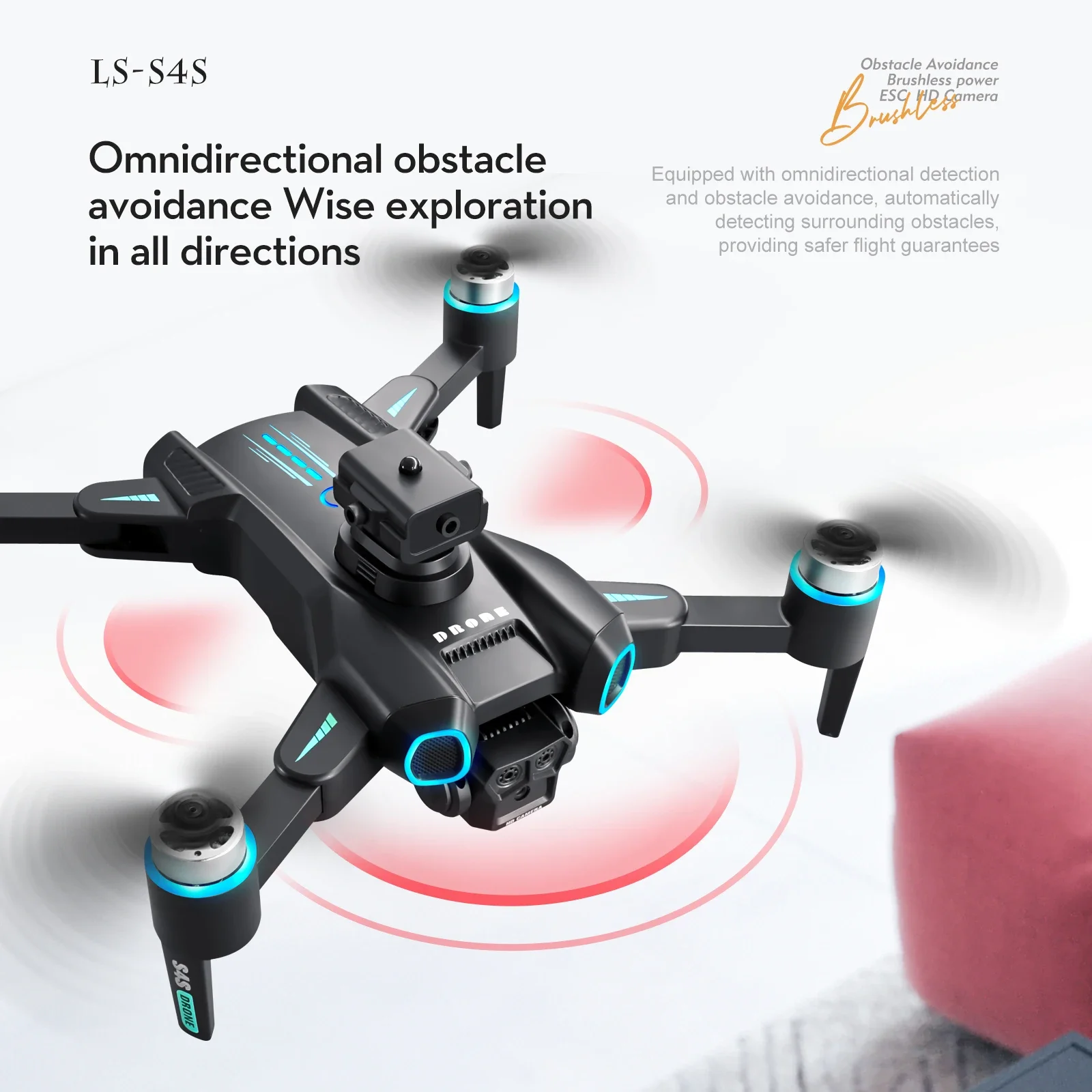 RC Mini Drone 4K caméra professionnelle télécommande quadrirotor avec lumière LED sans brosse évitement d'obstacles hélicoptère RC jouet