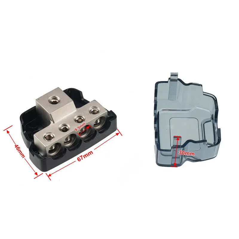 Car Audio Power Fuse Holder/ Distribution/ Block Junction Box 1/0 Gauge In To 4 Gauge Out Electric Wire Connector Accessories