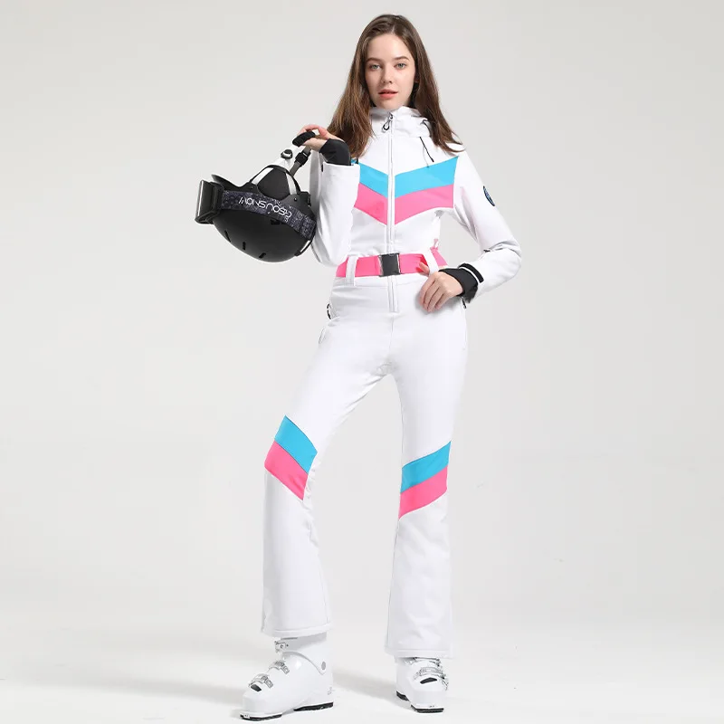 

2024 Winter One-Piece Ski Suit Thickened Thermal Overalls Snowboard Jacket Jumpsuits Slim Fitting Ski Set Wind Proof Waterproof