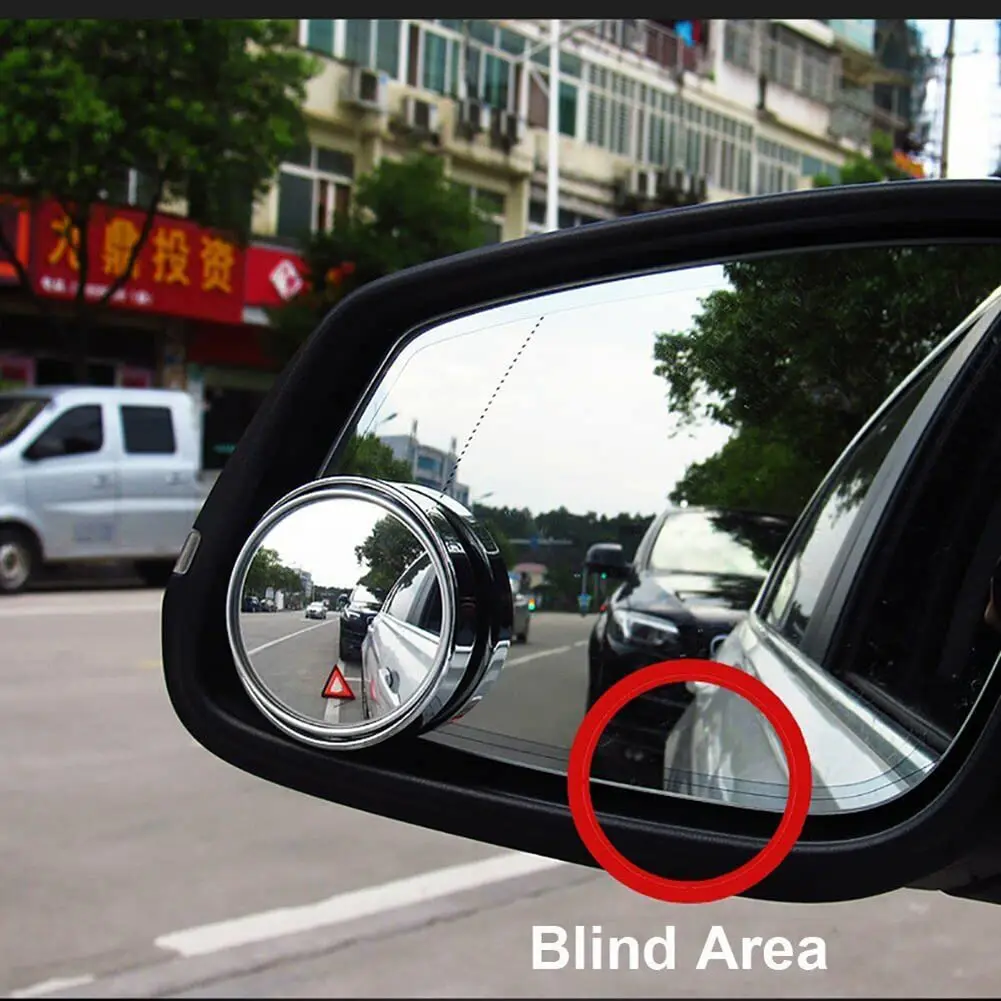 Hot Car Rearview Mirror Blind Spot Mirrors 360-Degree Wide Angle Car Round Convex Mirror Adjustable Auxiliary Mirror LargeVision