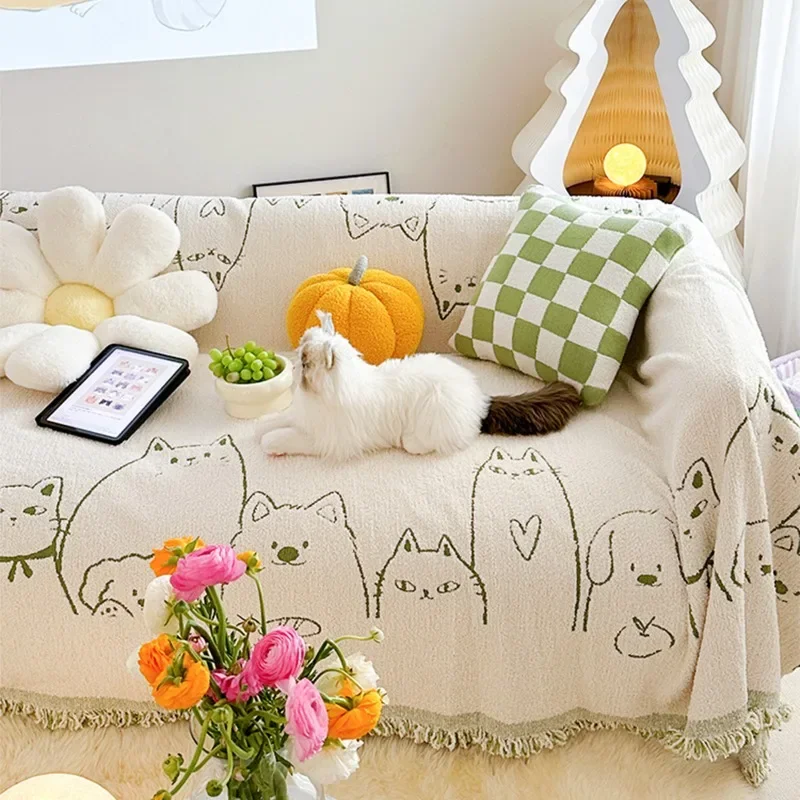 One Piece Sofa Cover Reversible Universal All Season Sofa Blanket Durable Anti Cat Scratch Home Textile Household Goods