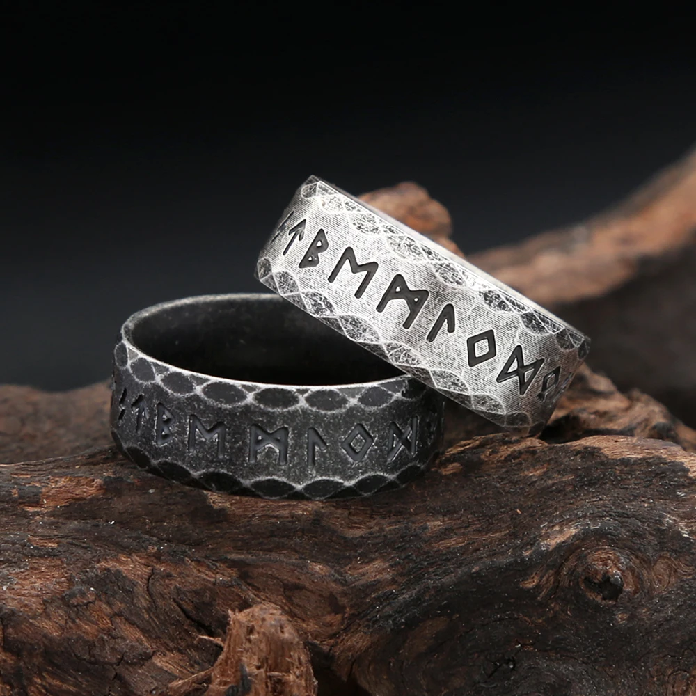

Vintage Stainless Steel Viking Letter Rune Rings For Men Women Nordic Odin Amulet Ring Fashion Simple Jewelry Gifts Wholesale