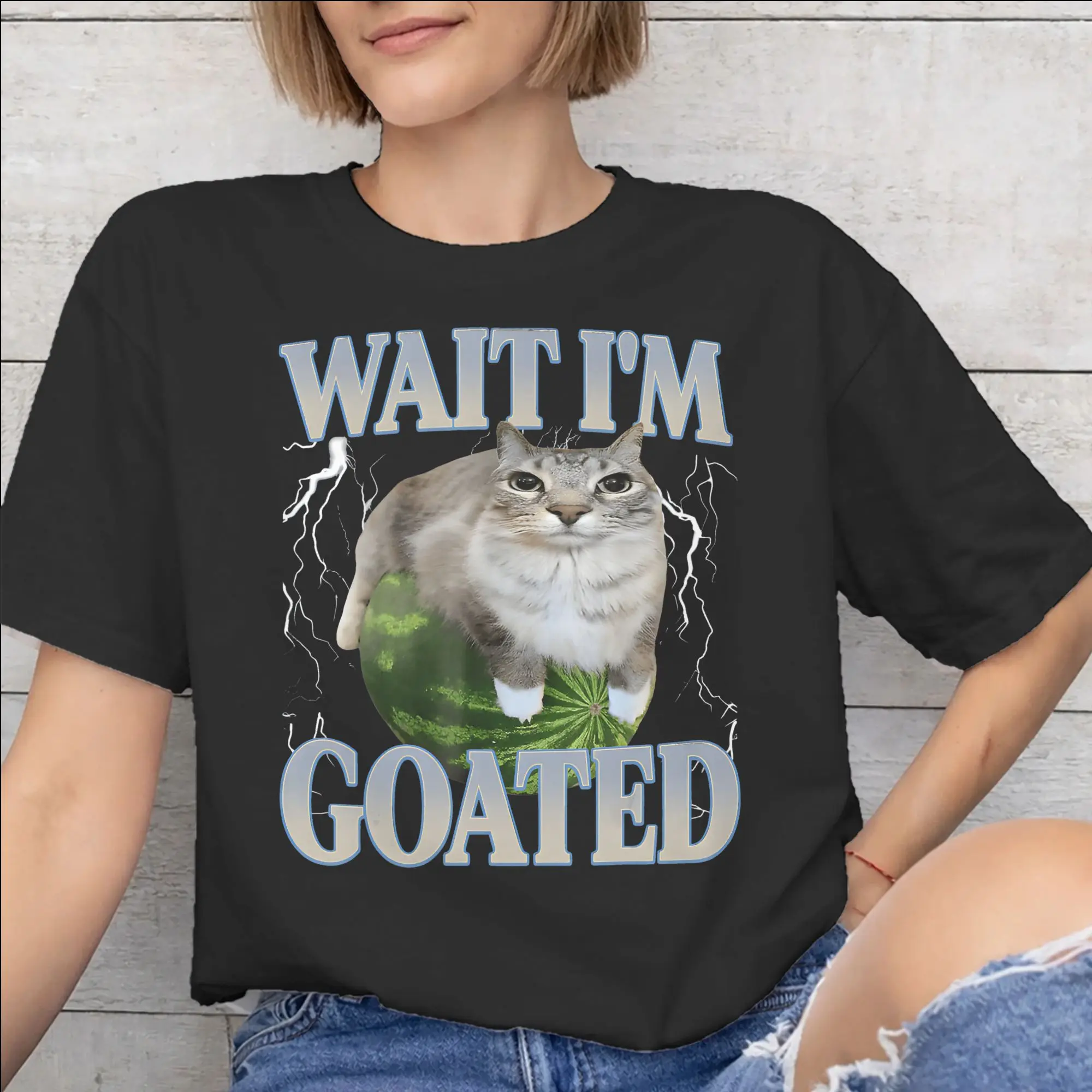 Men Women Wait I'M Goated Funny Meme T Shirt 100% Cotton New Arrival Tee Shirts  Clothing Outfits