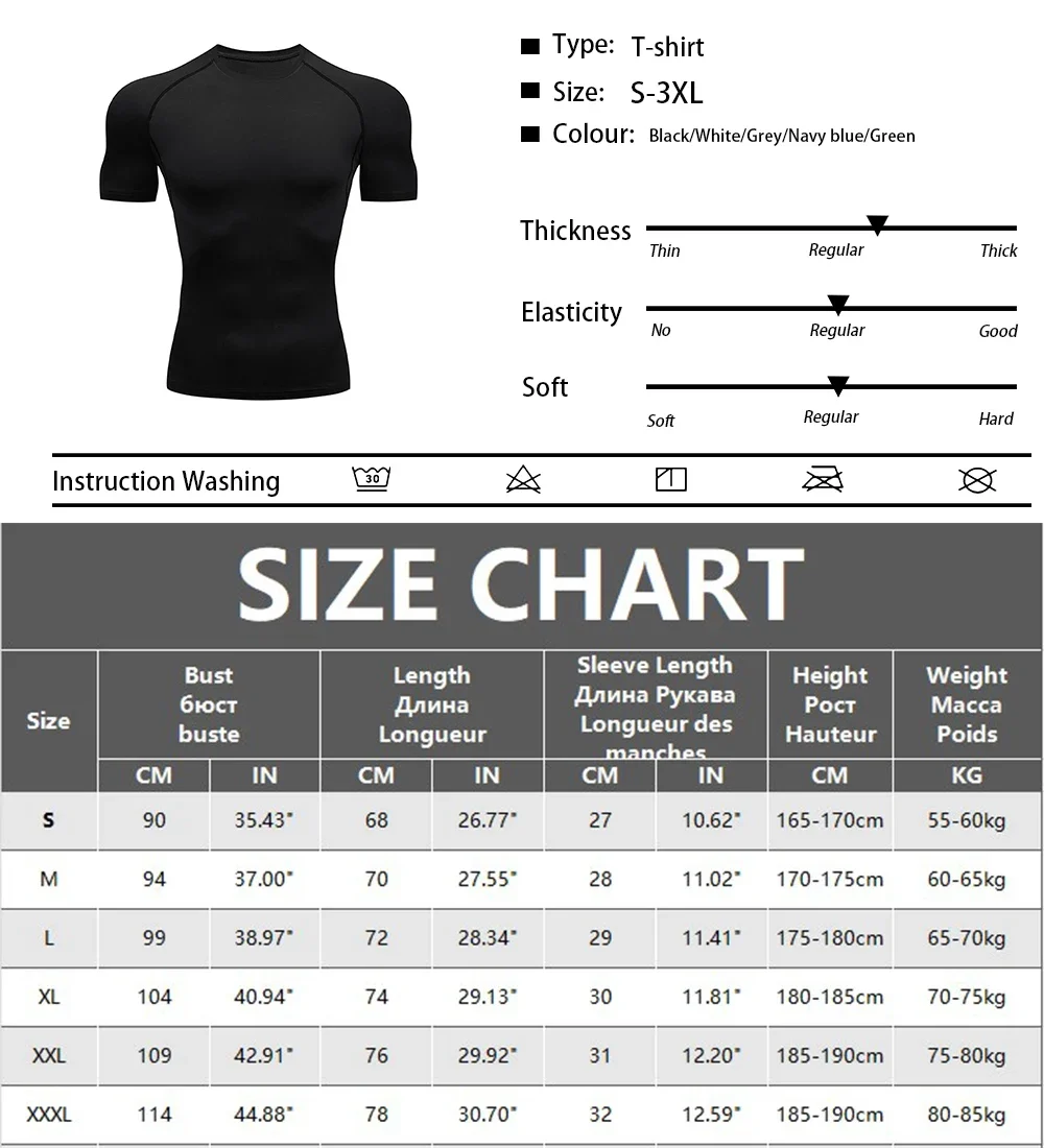Männer Bodybuilding Sport Engen T-shirt Sommer Kompression Oansatz T-shirt Gym Fitness Quick Dry Lauf T-shirt Männliche Workout Tops – Detail 1
