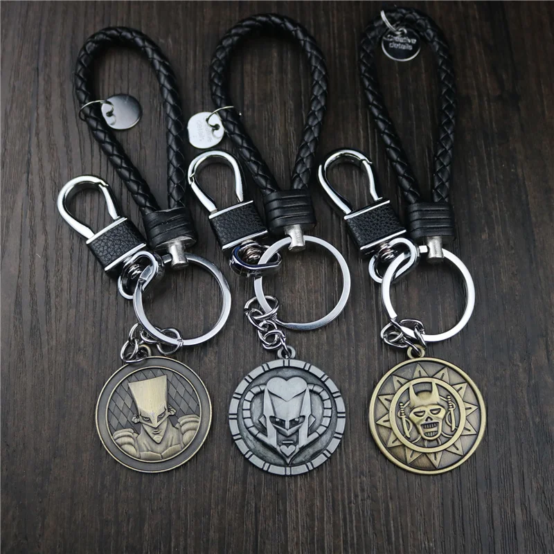 JOJOs غريب مغامرة المفاتيح أنيمي الفاخرة القاتل الملكة جوسوكي جوتارو الشكل مفتاح سلسلة موضة سيارة حلقة رئيسية هدايا للرجال #5