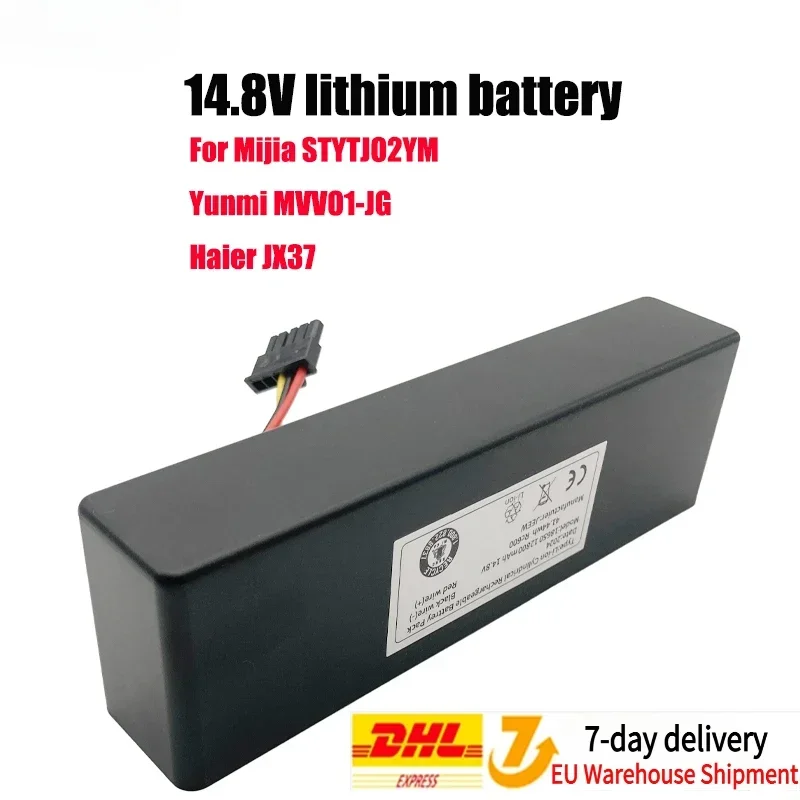 14.8V Lithium Battery,4800mAh,6800mAh,9800mAh,12800mAh, for Mijia STYTJO2YM Yunmi MVVO1-JG  JX37/STYTJ02YM, Haier JX37, JX59