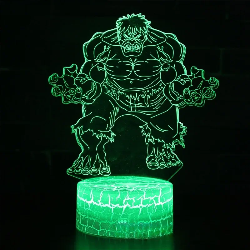 Marvel Avengers Anime 3D LED Nightlight Spiderman Ironman Hulk Thor Lamp Colorful Changing Night Lights Table Lamp Birthday Gift