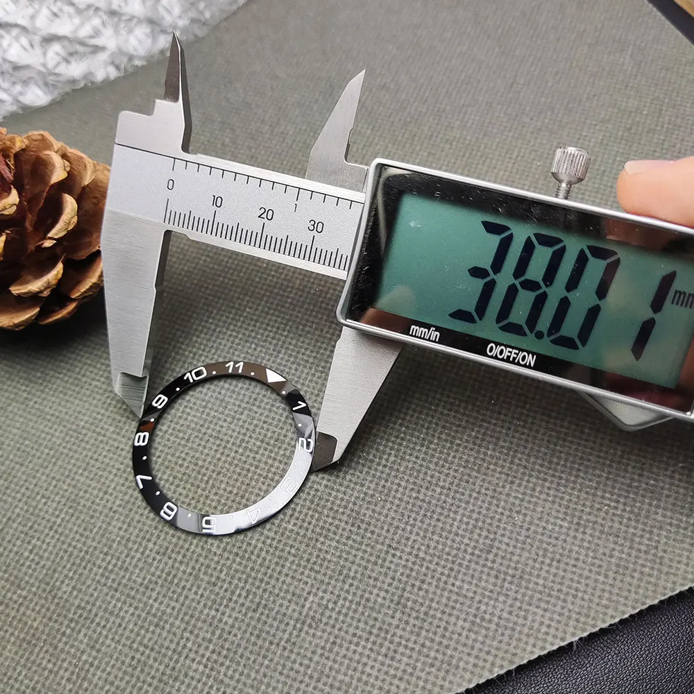 38mm * 30.5mm relógio face cerâmica moldura inserção para gmt greenwich relógios masculinos automáticos substituir acessórios rolx todos nh35