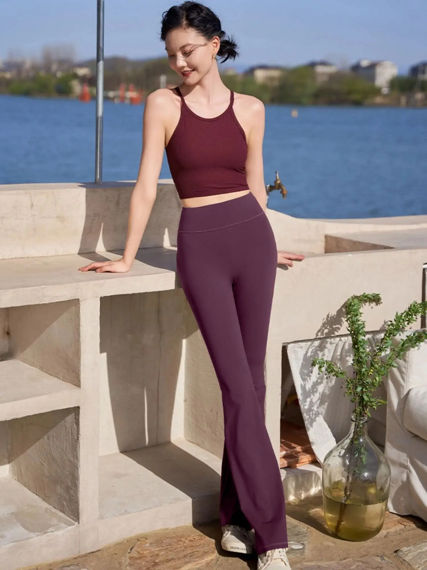 

Women High Waist Flared Leggings Gym Fitness Yoga Pants Workout Running Pilates Sport Leggings Breathable Sports Slim Flared