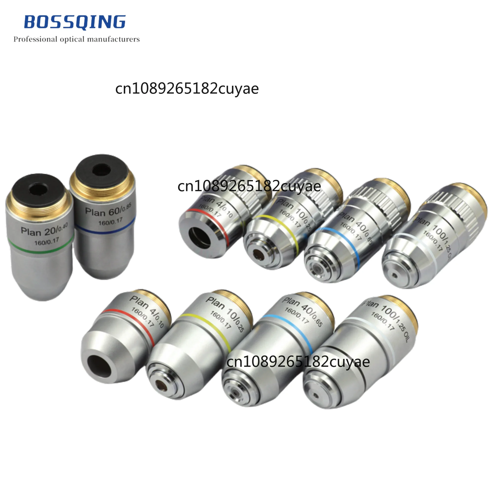 Bullet-Shaped Achromatic Fixed Tube Length Objectives Customizable 4X 10X 20X 40X 60X 100X Magnification OEM Support